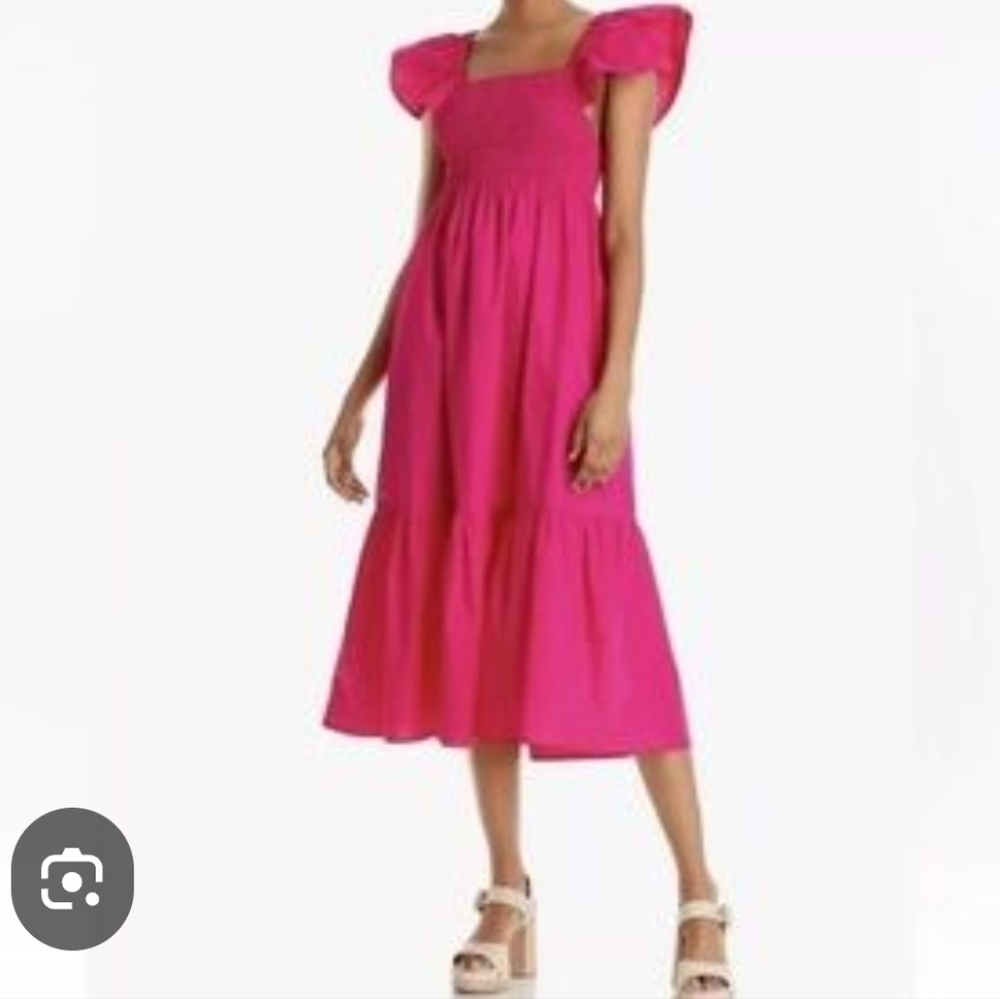 Jason Wu Smocked Midi Dress Pink XS Open Back